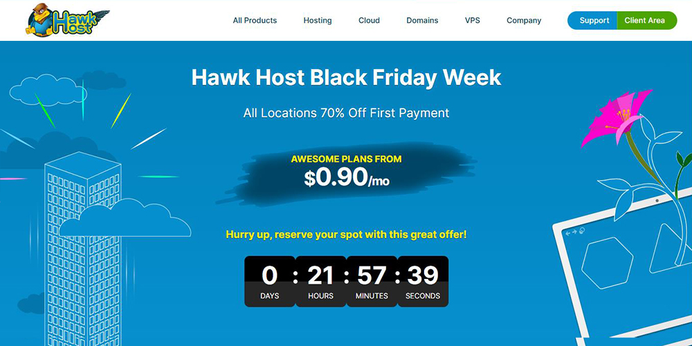 #黑五#HawkHost:虚拟主机首付3折起低至$0.75/月,VPS主机8折起-资源部落